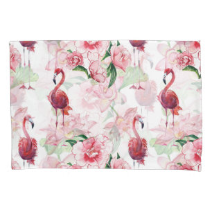 Rosa Flamingo: Nahtloses Muster Elegance Kissenbezug