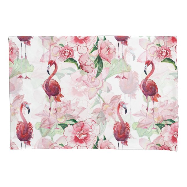 Rosa Flamingo: Nahtloses Muster Elegance Kissenbezug (Vorderseite)