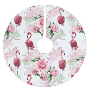 Rosa Flamingo: Nahtloses Muster Elegance Polyester Weihnachtsbaumdecke