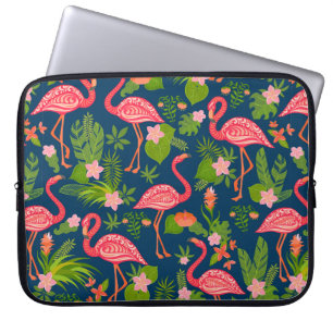 Rosa Flamingo-Ornament auf einem türkisfarbenen St Laptopschutzhülle