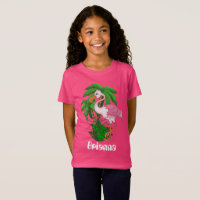 Rosa Flamingo-Palmen Mädchen, anpassbar T - Shirt