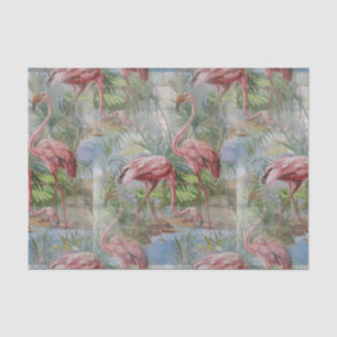 Rosa Flamingo-Palmen-Mosaik-Seidenpapier Seidenpapier
