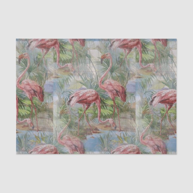 Rosa Flamingo-Palmen-Mosaik-Seidenpapier Seidenpapier (Vorderseite)