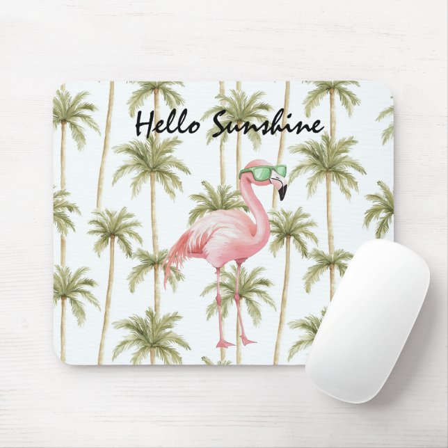 Rosa Flamingo Palmen Mousepad (Mit Mouse)
