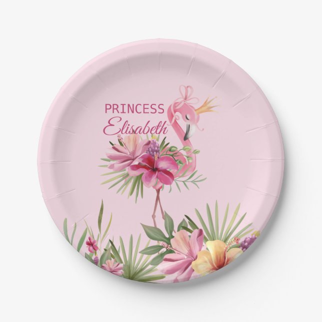 Rosa Flamingo Pappteller (Vorderseite)