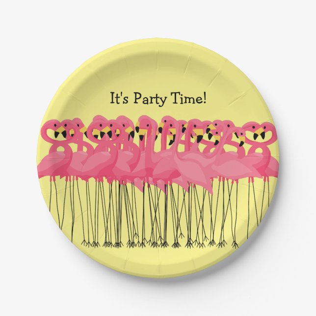 Rosa Flamingo-Party-Teller Pappteller (Vorderseite)