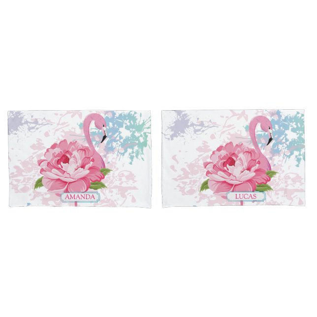 Rosa Flamingo Personalisiert Kissenbezug (Vorderseite-Set)