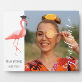 Rosa Flamingo personalisierter Abschluss Foto Plaq Fotoplatte