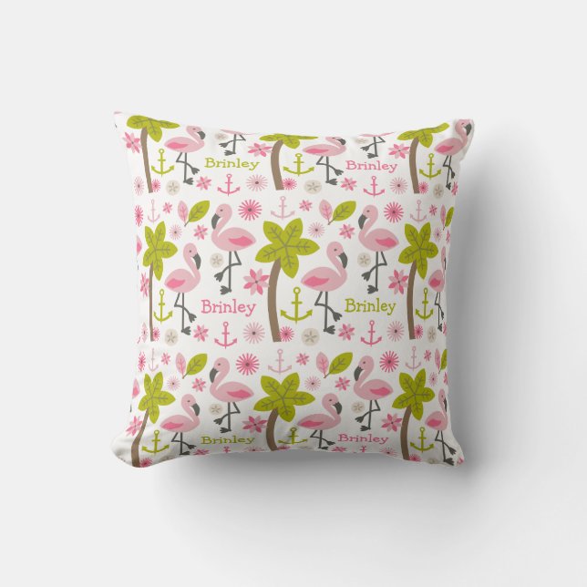 Rosa Flamingo-personalisiertes Kissen (Vorderseite)
