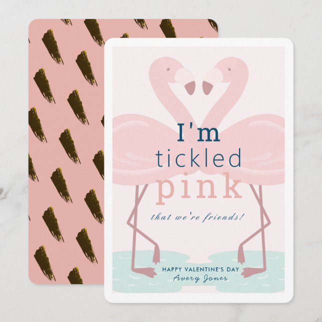 Rosa Flamingo Pink Valentinstag Karte gekitzelt (Vorne/Hinten)