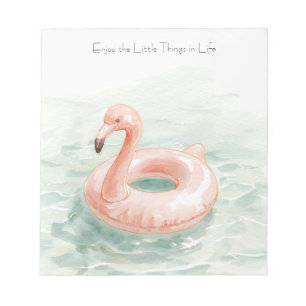 Rosa Flamingo Pool Genieße die kleinen Dinge Notizblock