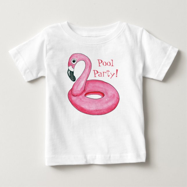 Rosa Flamingo-Pool-Party-Baby-T - Shirt (Vorderseite)