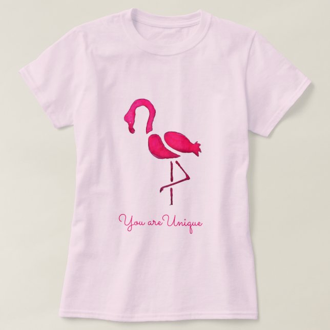 Rosa Flamingo Pop Kunst T-Shirt (Design vorne)