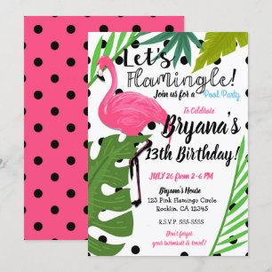 Rosa Flamingo Punkte Sommer Flamingle Party Einladung