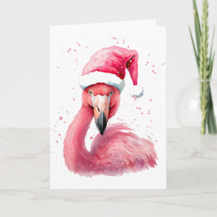 Rosa Flamingo Santa Hut Merry Christmas Strand Vib Karte