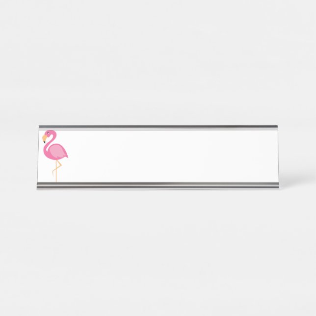 Rosa Flamingo Schreibtischnamensplakette (Vorderseite )