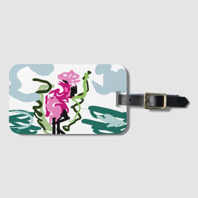Rosa Flamingo-Set Gepäckanhänger (Vorderseite (Horizontal))