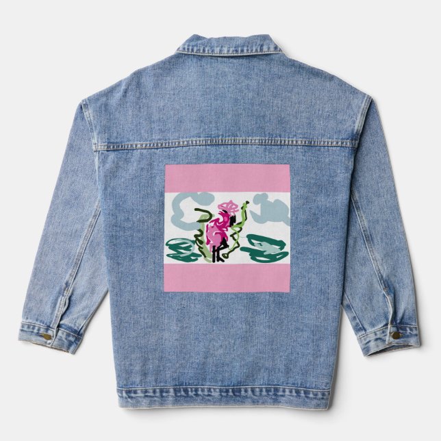 Rosa Flamingo-Set Jeansjacke (Rückseite)