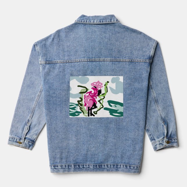 Rosa Flamingo-Set Jeansjacke (Rückseite)
