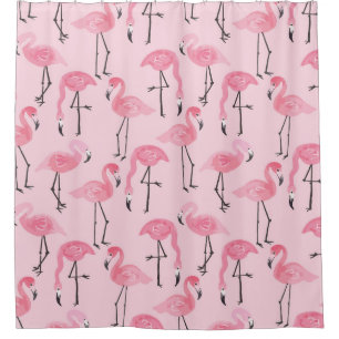 Rosa Flamingo Set, tropisches Sommermuster. Duschvorhang