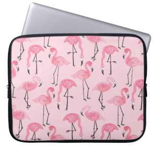 Rosa Flamingo Set, tropisches Sommermuster. Laptopschutzhülle