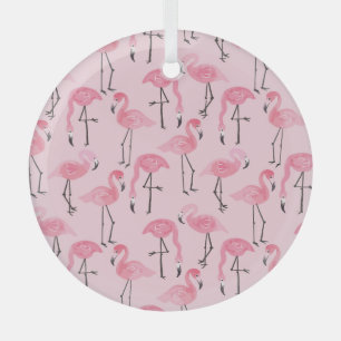 Rosa Flamingo Set, tropisches Sommermuster. Ornament Aus Glas