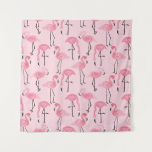Rosa Flamingo Set, tropisches Sommermuster. Wandteppich