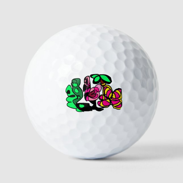 Rosa Flamingo-Show-Vibes  Golfball (Vorderseite)
