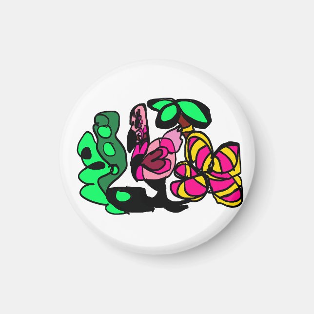 Rosa Flamingo-Show-Vibes  Magnet (Vorne)