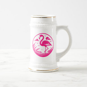 Rosa Flamingo Sommer Circle Design-68730 Zwei-Tone Bierglas