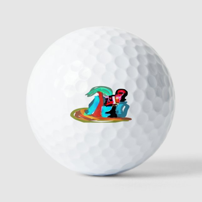 Rosa Flamingo Sommer Golfball (Vorderseite)