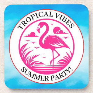 Rosa Flamingo Sommer Kreis Design-68730 Getränkeuntersetzer