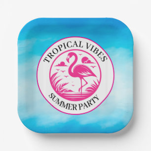 Rosa Flamingo Sommer Kreis Design-68730 Pappteller