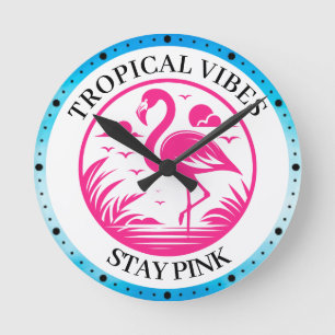 Rosa Flamingo Sommer Kreis Design-68730 Runde Wanduhr
