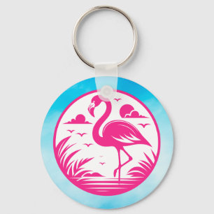 Rosa Flamingo Sommer Kreis Design-68730 Schlüsselanhänger