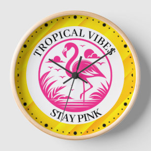 Rosa Flamingo Sommer Kreis Design-68730 Uhr