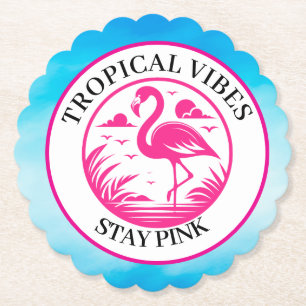 Rosa Flamingo Sommer Kreis Design- Untersetzer