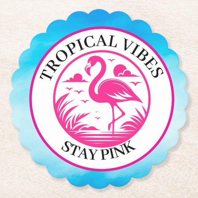 Rosa Flamingo Sommer Kreis Design- Untersetzer (Vorderseite)