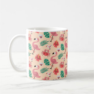 Rosa Flamingo Sommer Tropisches Muster Kaffeetasse