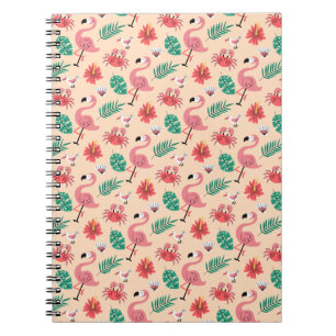 Rosa Flamingo Sommer Tropisches Muster Notizblock