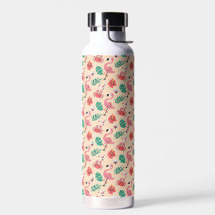 Rosa Flamingo Sommer Tropisches Muster Trinkflasche
