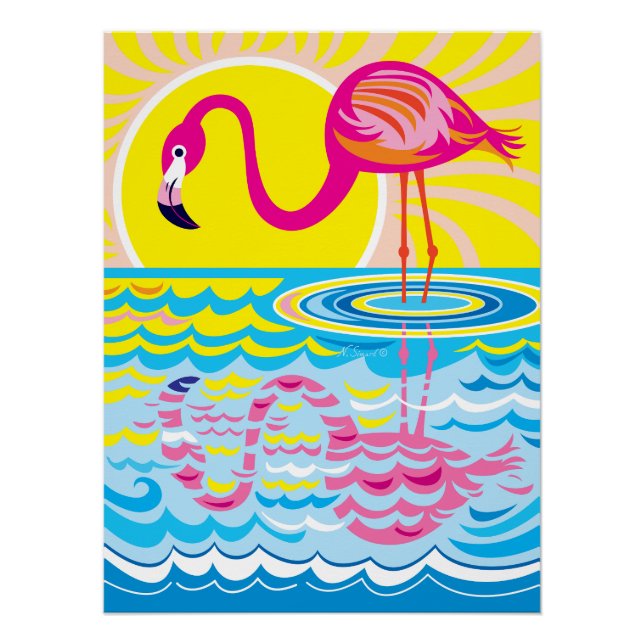 Rosa Flamingo Spiegelung Poster (Vorderseite)