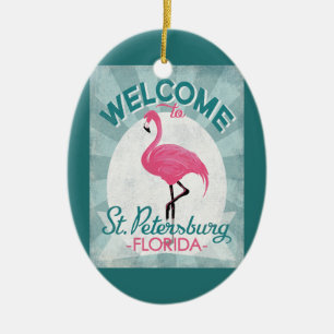 Rosa Flamingo St Petersburg Florida Retro Keramik Ornament