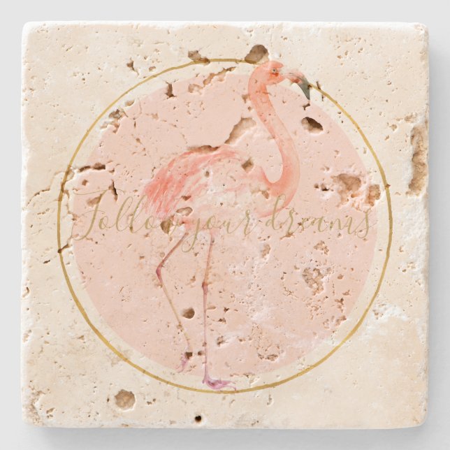 Rosa Flamingo     Steinuntersetzer (Vorderseite)
