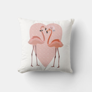 Rosa Flamingo stilvolles Herz Liebe Kissen