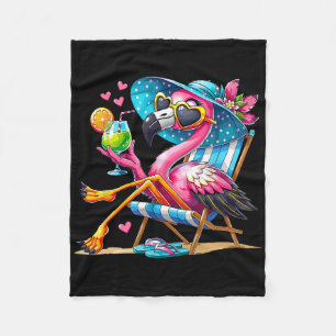 Rosa Flamingo Strand Sommer Stimmung Palme Tropica Fleecedecke