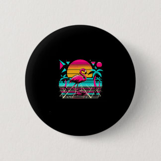 Rosa Flamingo Strand Sommer Stimmung Palme tropisc Button