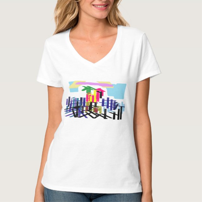 Rosa Flamingo Strand T-Shirt (Vorderseite)