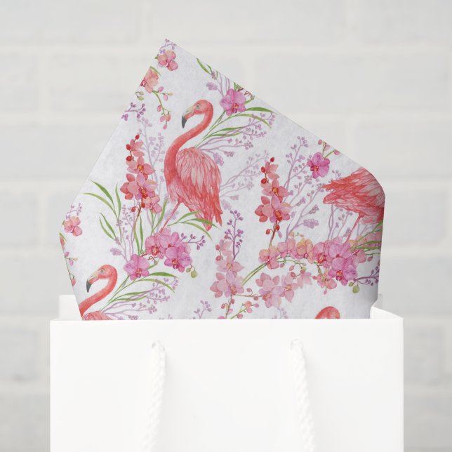 Rosa Flamingo Strandmuster Party Gewebe Seidenpapier (Geschenktüte)