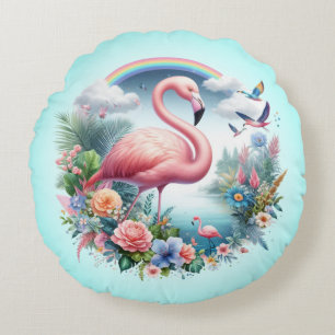 Rosa Flamingo Sublimierung-95158 Rundes Kissen